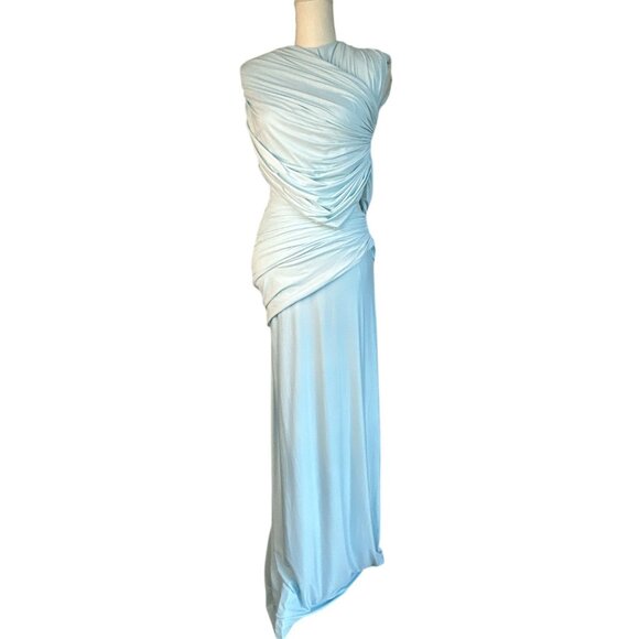 Deme by Gabriella Lisette Dress in Icy Blue Small New Womens Maxi Gown Cut out - Picture 5 of 11